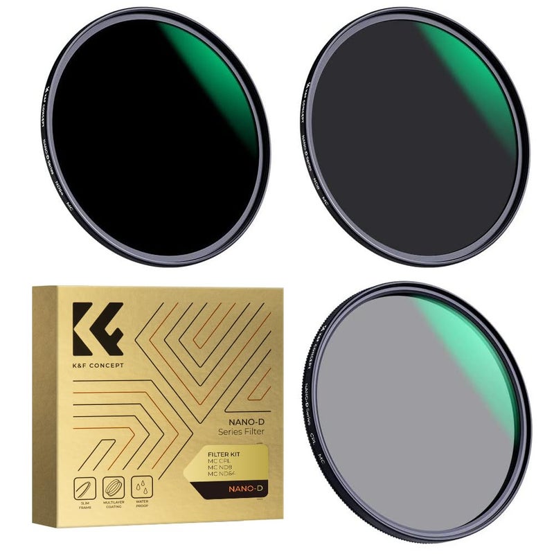 K&F CONCEPT 55mm Lens Filter Kit Neutral Density ND8 ND64 CPL Circular Polarizer Filter Set with 24 Multi-Layer Coatings for Camera Lens - Image 1